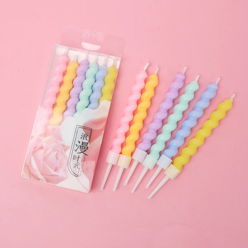 Wholesale Cake Tools New Candle for Happy Birthday Decoration Cake Accessories Colorful Spiral Cake Candle