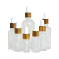 Clear Frosted 5ml to 100ml Glass Dropper Bottles with Golden Lid for Skincare and Cosmetic Packaging Free Sample Available