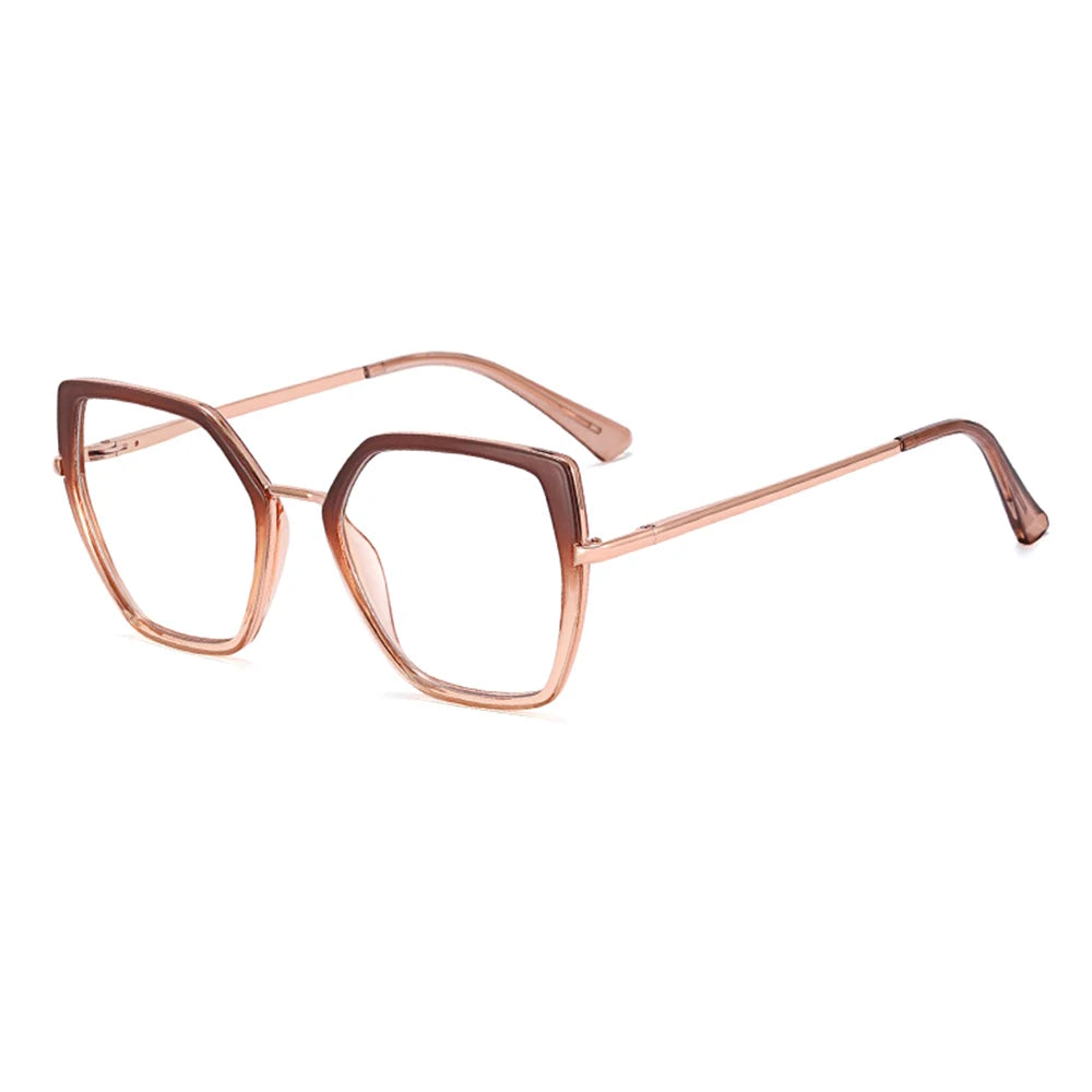 Trendy Good Quality Eyewear Eyeglasses Vintage Anti Blue Light Myopic Glasses Leopard Pink Metal Women Eyeglass Frames