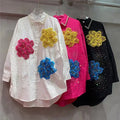 Boutique Wholesale 2025 Spring New Fashion Lapel Diamond Loose Design Temperament Women's Shirt MegaBDM