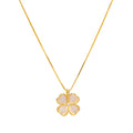 In Stock Cat Eye Stone Four Leaf Clover Pendant Silver 925 Gemstone Necklace