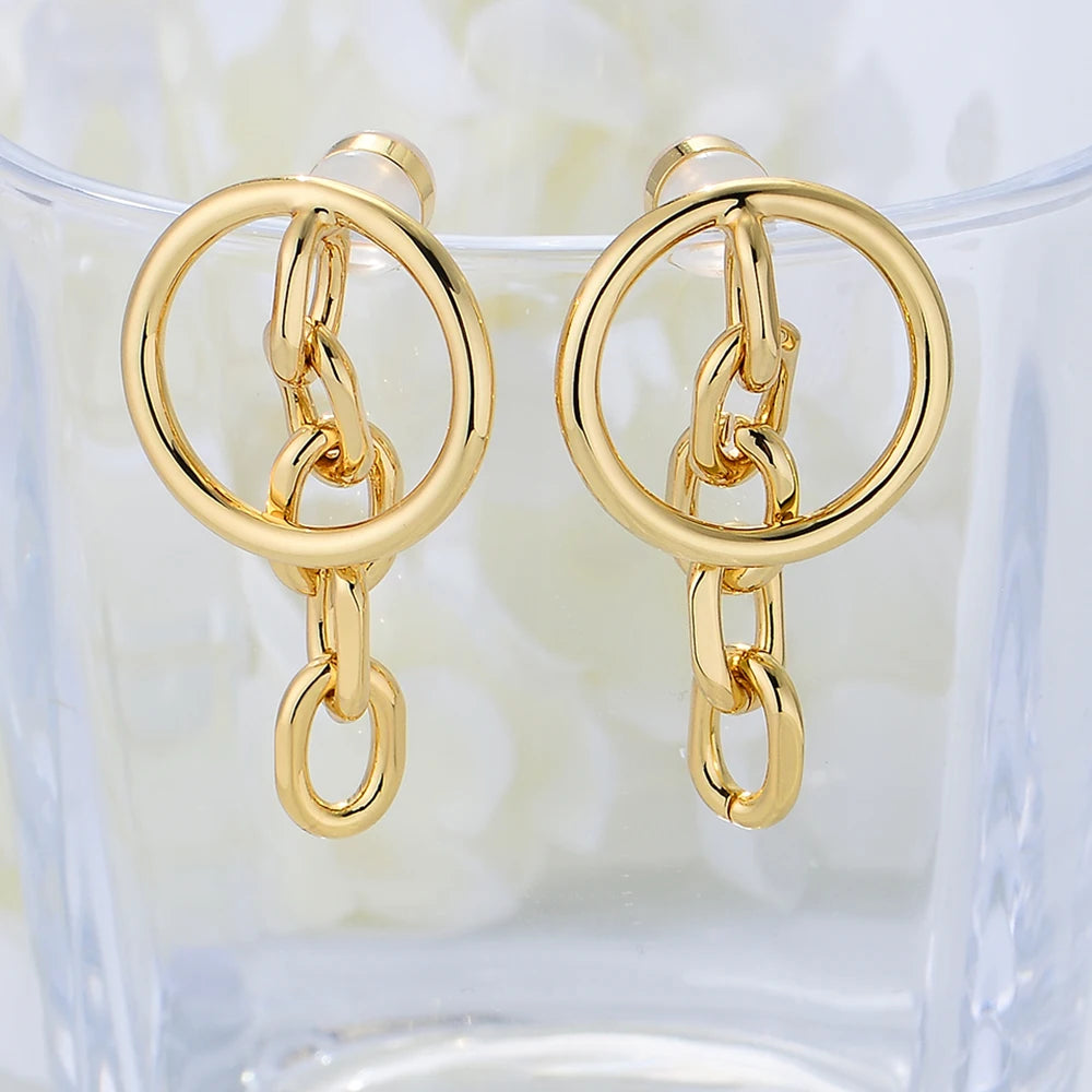 Findings Minimalist Hoop Paper Clips Chain Tassel Line Psj Brass 18k Gold Plated Cubic Zircon Drop Earrings for Women Girls