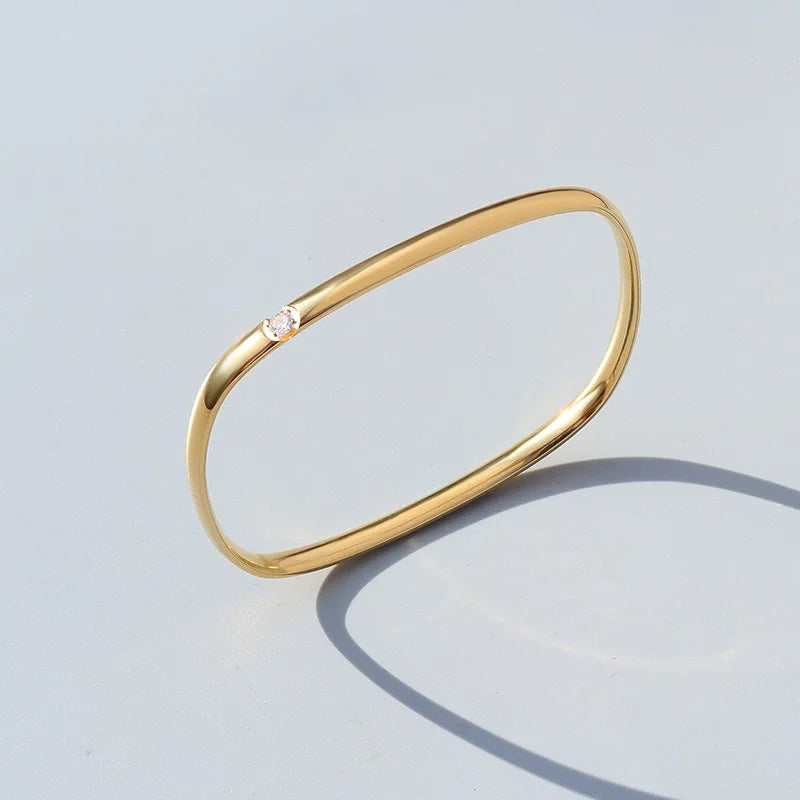 Fashionable Stainless Steel Bangle Jewelry Women baguette Cuff Bracelet Zirconia Ladies Bangles