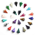 Colorful 13*18MM Hexahedral Cone Pendulum PendantNatural Crystal Gemstone Healing Charm Pendant for Jewelry Making DIY Accessory