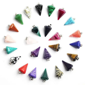 Colorful 13*18MM Hexahedral Cone Pendulum PendantNatural Crystal Gemstone Healing Charm Pendant for Jewelry Making DIY Accessory