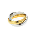 Trendy Simple Three Tone Plated Women's Stainless Steel Spinner Ring 316L Gold Jewelry Band Covered Twist Band for Ladies