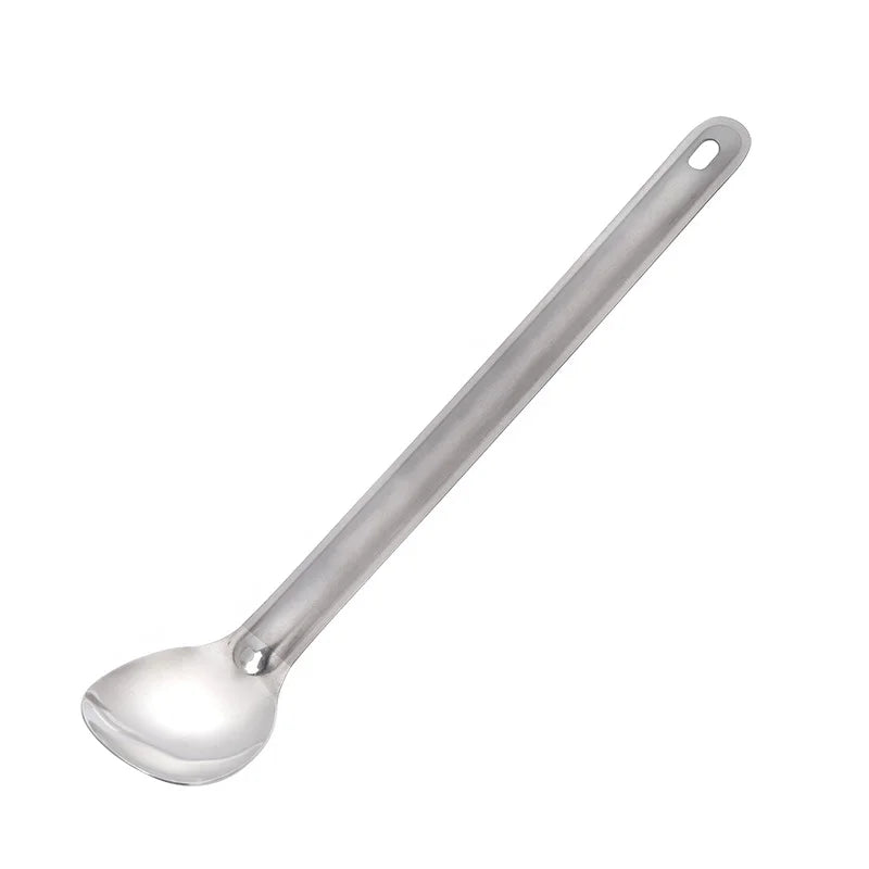Ultra-Lightweight Titanium Spoon for Outdoor Camping Climbing Tours-Polished Bowl and Long Handle