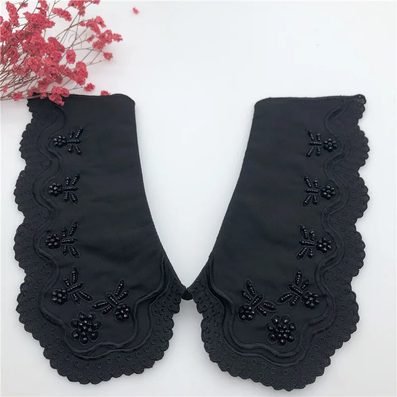 Chiffon Black American Vintage Style Peter Pan Collar Handmade Detachable Clothing AccessoriesDetach Collar Woman