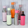 500ml Water Bottle Double Walled Vacuum Insulated Stainless Steel Cup Powder Coated 12oz Bottle Cooler With Straw Lid