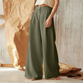 Boutique Wholesale 2026 Spring New Solid Color High Waist Casual Button Cotton Linen Wide Leg Pants Women's Pants