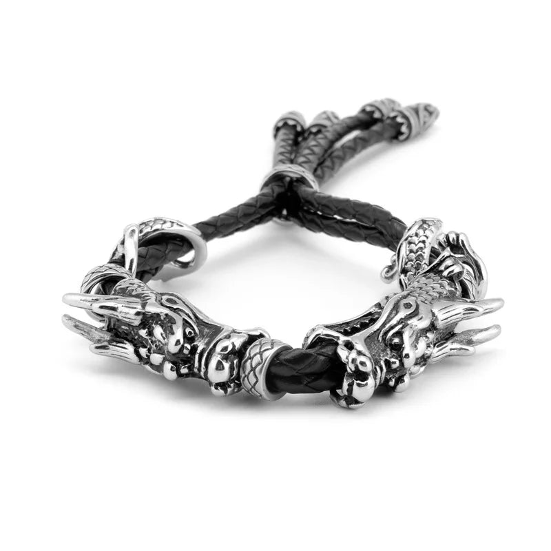 Men's Simple Luxury Fashion Bracelet Dragon Series Original Design Black Gun Color Hot Trend Stainless Steel Chain Link Animal