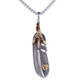 Luxury Men Stainless Steel Dragon Eagle Claw Feather Pendant Chain Necklace