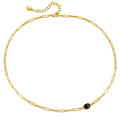 Shescity Trendy Women Gold Plated Brass Glass Necklace Minimalist Designer Link Chain Choker Necklace Jewelry for Women