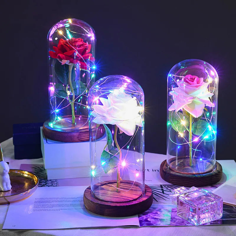 DREA Hot Selling Corporate Gifts Items Wedding Gifts Promotional Products Artificial Rose With Glass Cover Gift Box Set