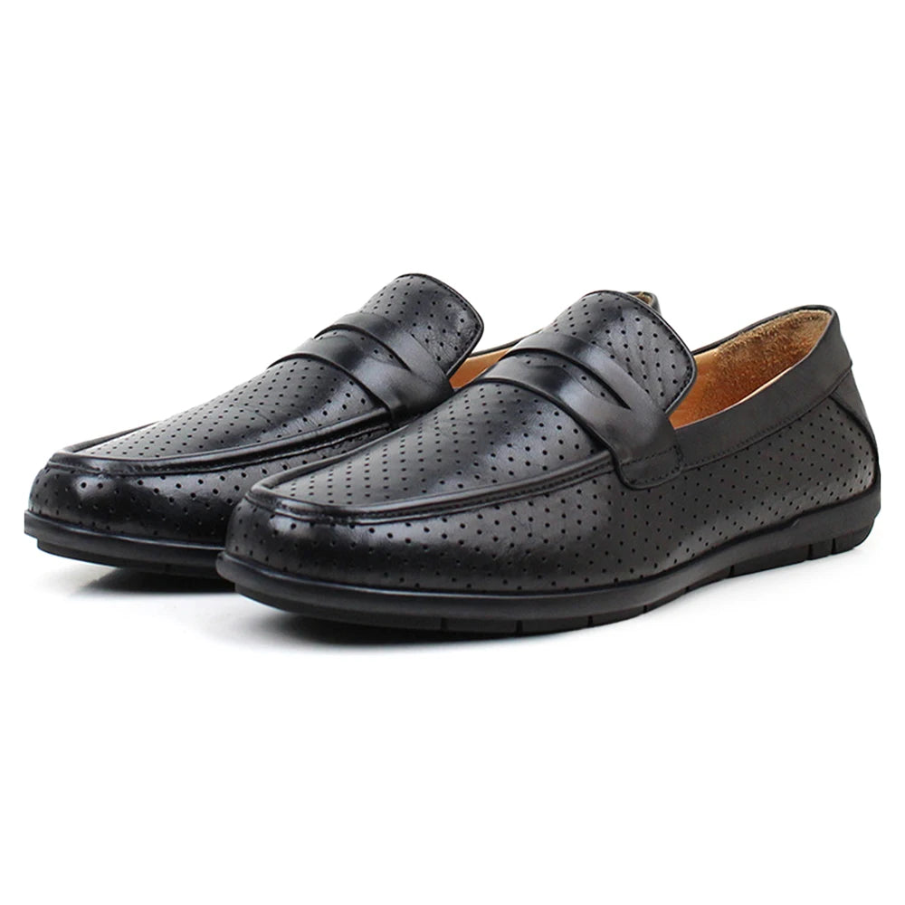 New Style Genuine Leather Men's Loafer Shoes Breathable Moccasin Comfortable Pure Cowhide Casual Black Shoe