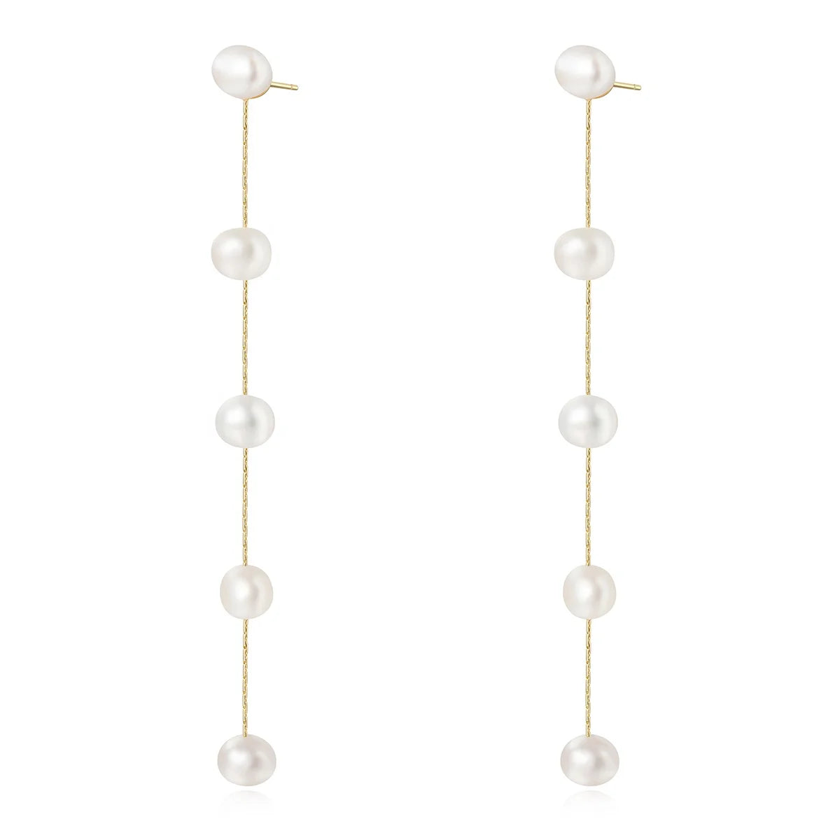 Factory Direct High Fashion Long Tassel Natural Freshwater Pearl Earrings Custom Jewelry Gifts