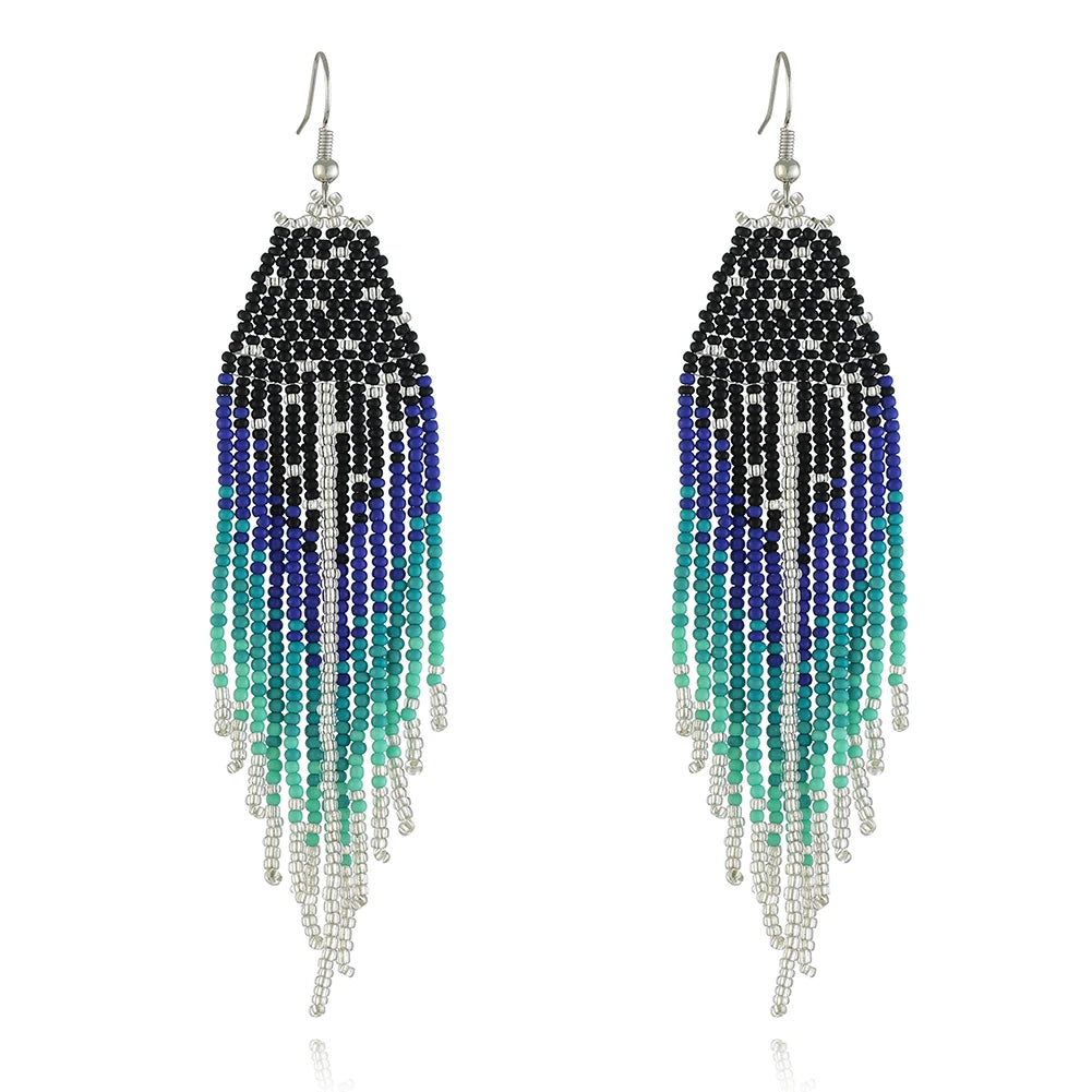 New Arrival Summer Bohemian Chandelier Earrings Silver Plated Resin Beads With Tassel Pattern Fashionable Pearl Jewelry Parties