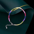 Fine Jewelry Tennis Bracelet Round Cubic Zircon CZ S925 Sterling Silver Rainbow Color 2.5mm Tennis Bracelet for Women