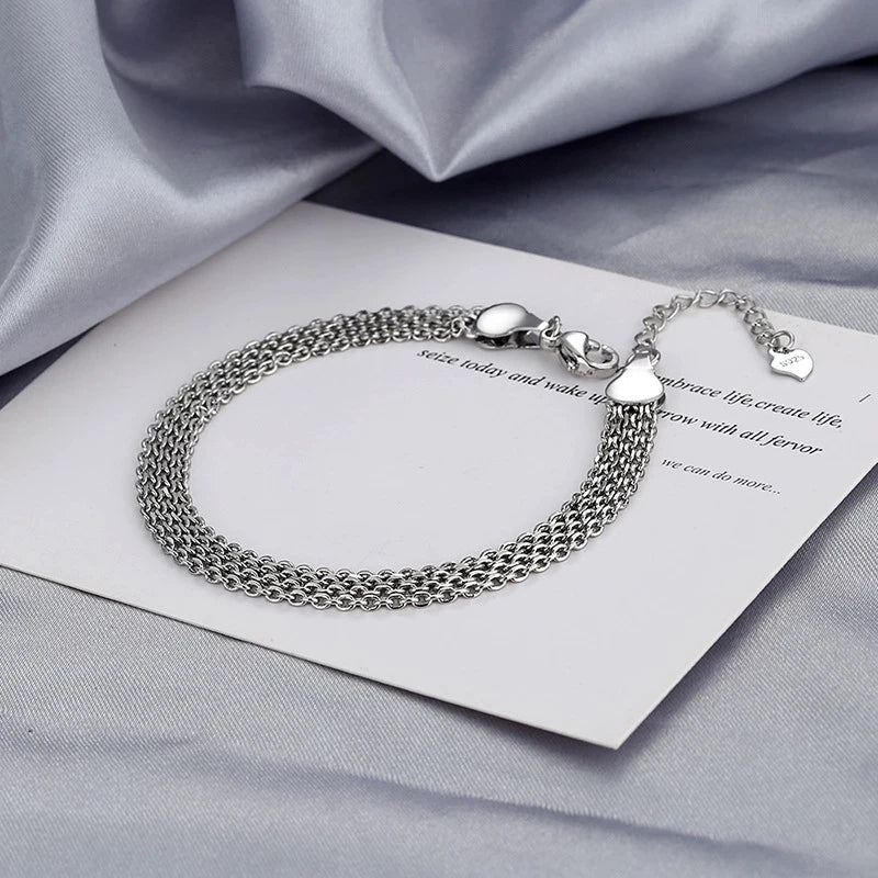 WMS4234 Silver Exquisite Lace Pattern Bracelet 925 Sterling Silver Charm Bangle Bracelet Gift for Women Wedding Fine Jewelry