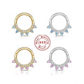 Gaby 925 Sterling Silver Nose Rings Septum Clicker pink Zirconia Rook Clicker Nose Rings for Women Fine Jewelry Piercing Jewelry