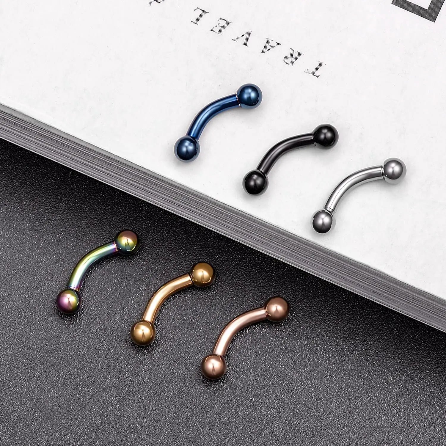 Colorful Stainless Steel Lip Labret Tongue Helix Earring Body Piercing Jewelry Multi Use Curved Barbell Eyebrow Ring