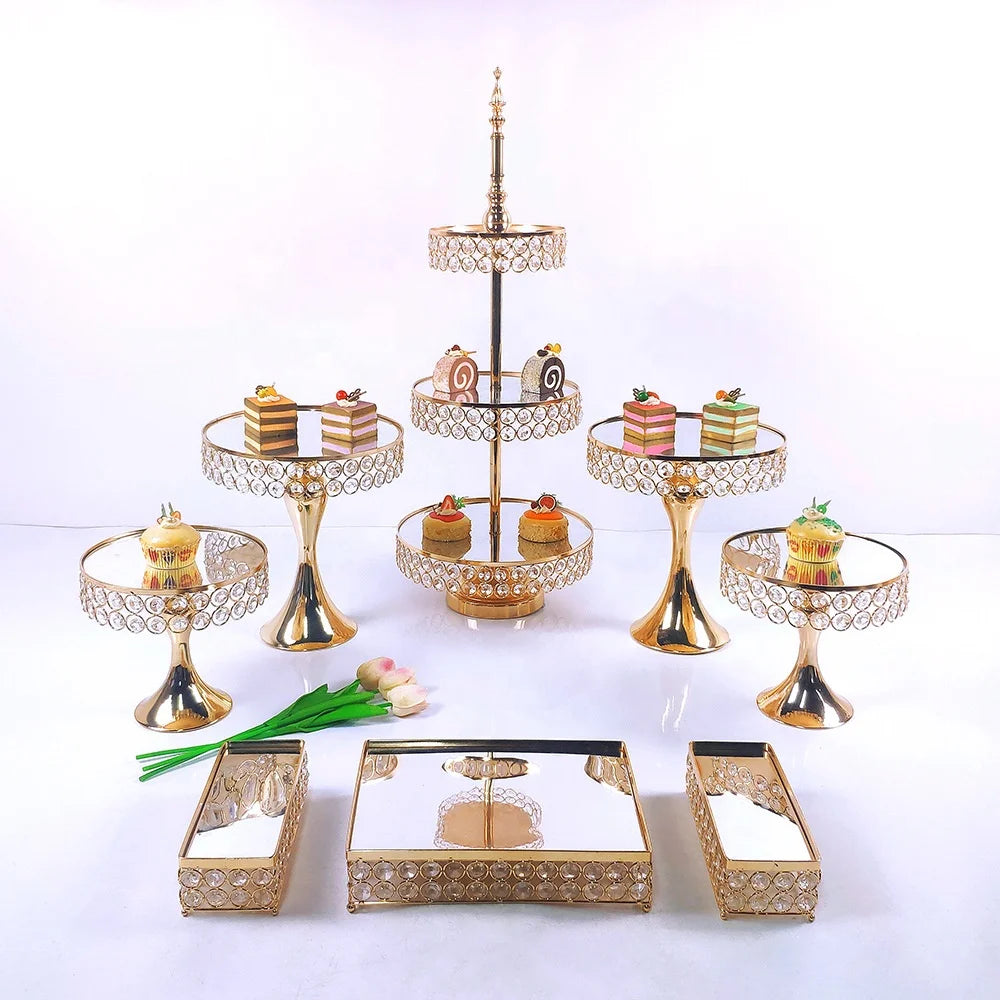 Metal Crystal Wedding Cake Dessert Stand Set Baking Party Supplies for Birthday and Wedding for Food Business