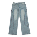 TOPSHOW DENIM Designer Custom High Waisted Stretch Jeans Pant Acid Wash Side Metal Zipper Vintage Baggy Jeans Men
