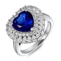 MA YIN FANG Factory Custom Heart Zircon Gemstone Rings Rhodium Plated Romantic 925 Sterling Silver Wedding Party Rings