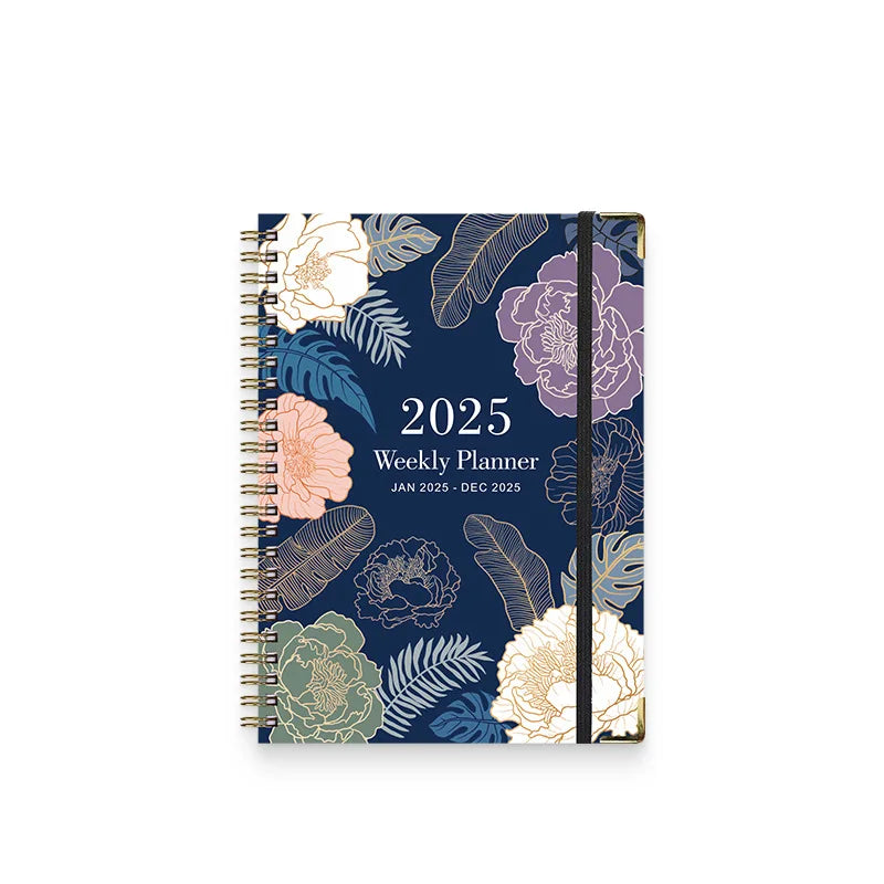 2025 Wholesale A5 Size Agenda Calendar Notebook Spiral Daily Weekly Monthly Planner with Paper Cover