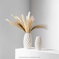 Europe Style Elegant Minimalistic Table Pottery Floral Vase Cylinder Modern Unique Small Ceramic Matte White Flower Vase