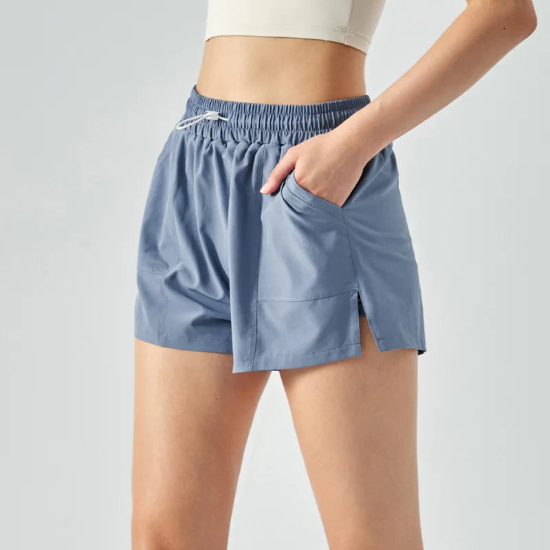 Summer Sports Shorts With Pockets Girls' Quick Drying Running Fitness Pants High Waist Hip Lifting Yoga Shorts Workout Clothing