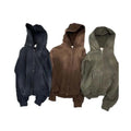 Custom Logo Oversize Men's Zipper Hoodie Private Label Street Wear 100% Cotton Fleece Pullover Autumn Plaid Pattern