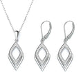 New Designs Rhombus 925 Sterling Silver Earrings and Pendant Bridal Jewelry Set