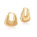 Cute Statement Hollow Geometric Daily 18K Gold Plated Stainless Steel Minimalist U Shape Hoop Earrings