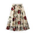 New Fashion Women'S Floral Embroidery Knit Lady Skirt Women Retro Mid-Length Skirt