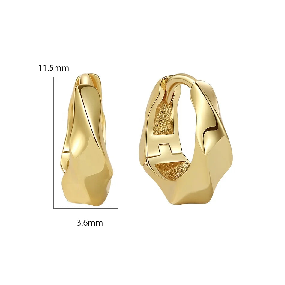 Nagosa Classic Women 925 Sterling Silver Jewellery 18kt 14kt Gold Vermeil Twist Hoop Earrings