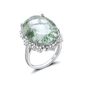 YBO Custom 925 Sterling Silver Women's Wedding Party Rings Natural Green Crystal Oval Cut Stones Gemstone Oval Cut Stones
