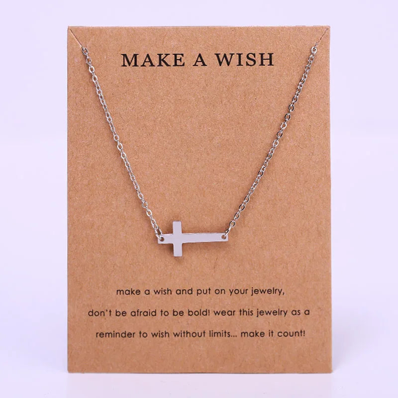 Stainless Steel Crescent Moon Sun Star Stars Compass Lotus Om Yoga Cross Heart Sugar Skull Antler Horseshoe Pendant Necklace