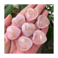 Engraved Gold Color Love Words Pink Heart Worry Stone Natural Rose Quartz Heart Palm Pocket Stone Wedding Gifts