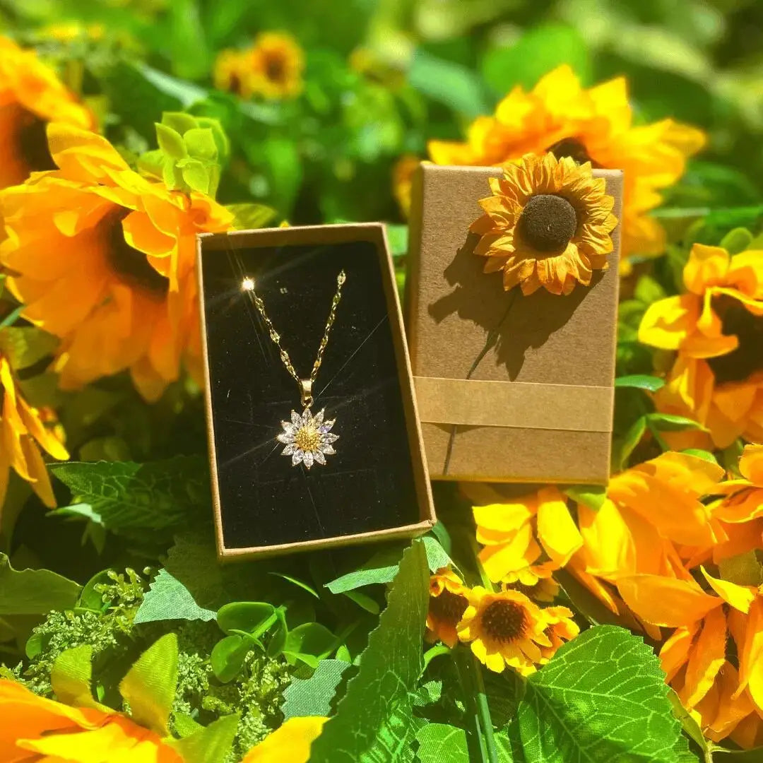 SC Wholesale Vintage Gold Sunflower Necklace Gift Fashion Zircon Flower Necklace Trendy to My Daughter Necklace for Daughter