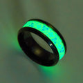 Rinhoo Gold Black Plated Stainless Steel Ring Flower Print Luminous Glowing in Dark Geometric Heart Women Men Party Couple Rings