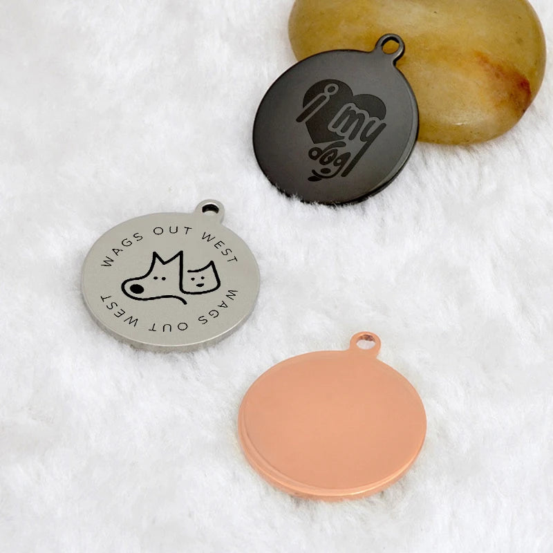 Precision Design Best Selling Metal Blank Polished Engraving Round Shape 35mm Dog Hang Tag