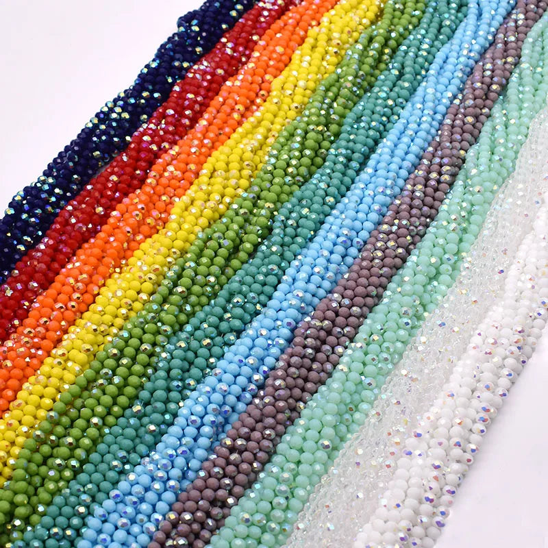 4mm 120pcs AB Color Porcelain Rondelle Crystal Glass Beads Faceted Loose Spacer Beads for Jewelry Making Jewelry DIY Necklace