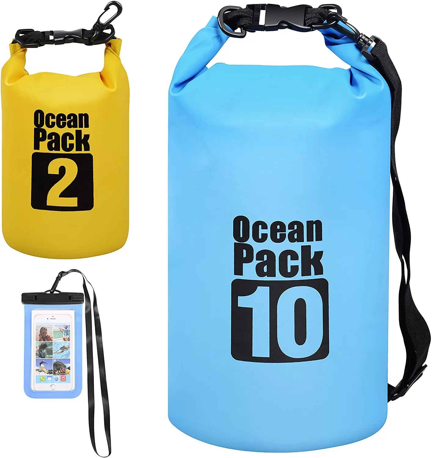 Woqi Waterproof Dry Bag with Shoulder Strap Lightweight Dry Sack for Camping Kayaking Hiking Boating Rafting Swimming