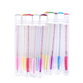 Pinky Leem Customized Private Label Lash Brush Tube Diamond Disposable Eyelash Brush Spoolie pink Mascara Wand in Tube
