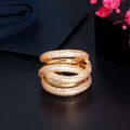 Personalized Multi Layered Twist Lines Luxury African Cubic Zircon Big Wedding Engagement Ring for Women Dubai Gold Filled Ring