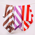 Custom XL Size 90*180 CM Woven Custom Microfiber Suede Beach Towel Red Stripe Beach Towel