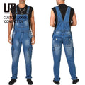 2025 Men's Denim Overalls Jumpsuit with Pockets - Casual One-Piece Long Jeans Rompers Straight Leg Pant Autumn Winter Fashion