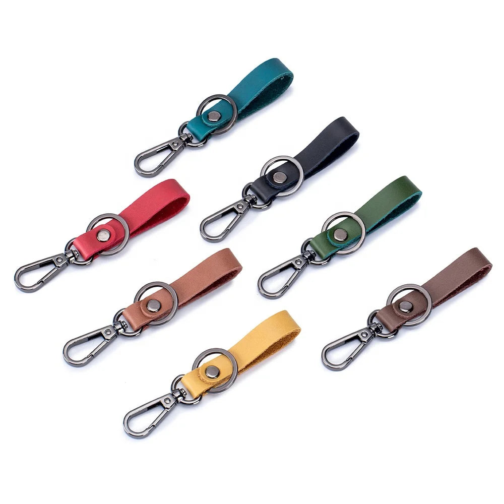2022 Genuine Leather Keychain Holder Cowhide Leather Key Holder Car Keys Durable Keychain Rings for Men and Women