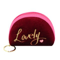 Embroidered Logo Minimalist Travel Pocket Wallet Female Women Purse Wallet Fluffy Velvet Fabric Makeup Bag with Metal Ring